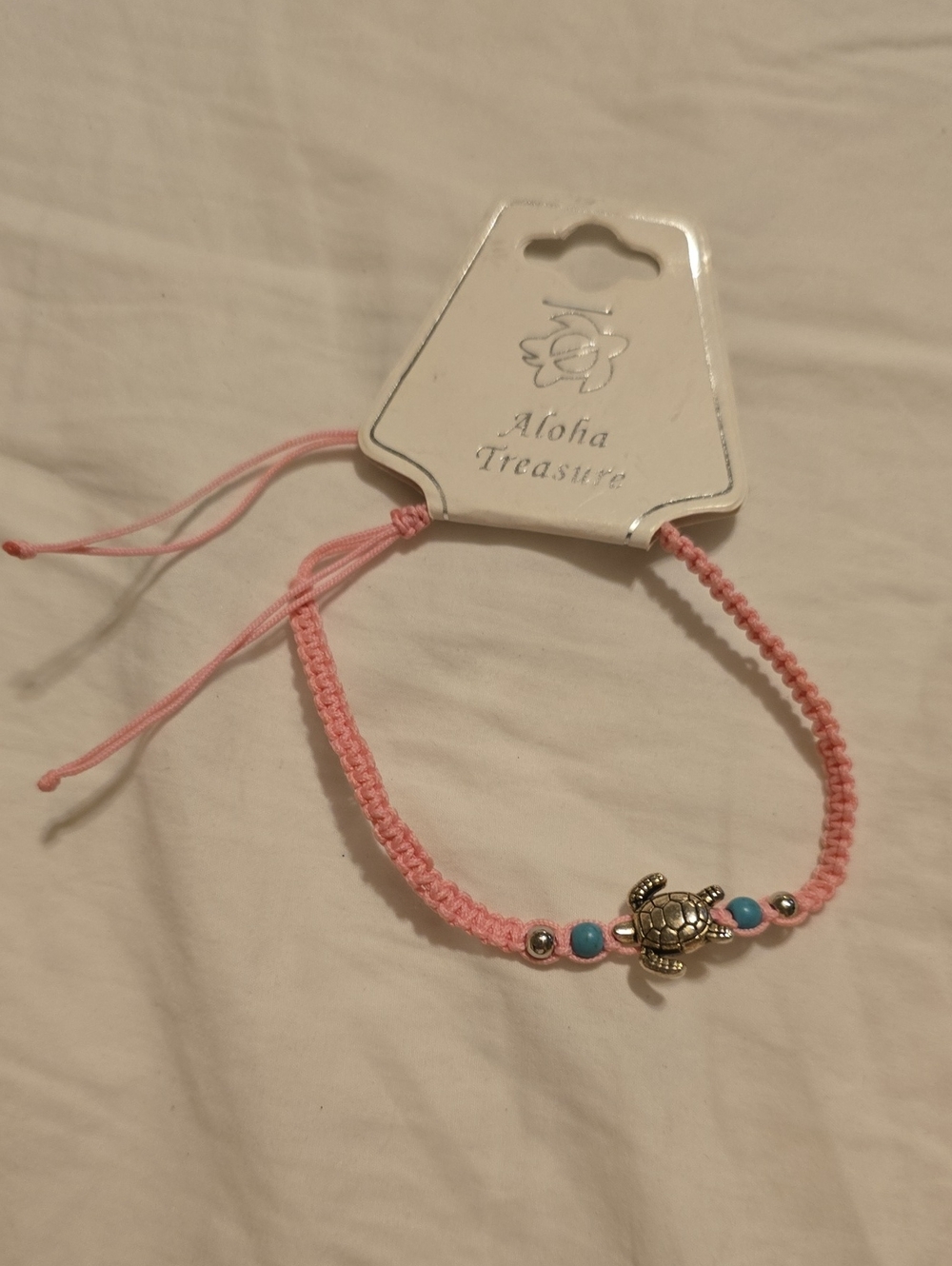 Pink Turtle Macrame Beaded Bracelet/Anklet. All Proceeds To Aloha Turtle Rescue